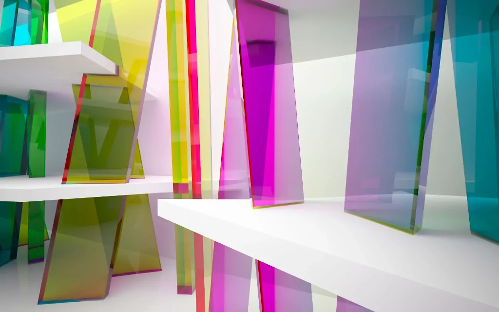 Interior comercial moderno con metacrilato