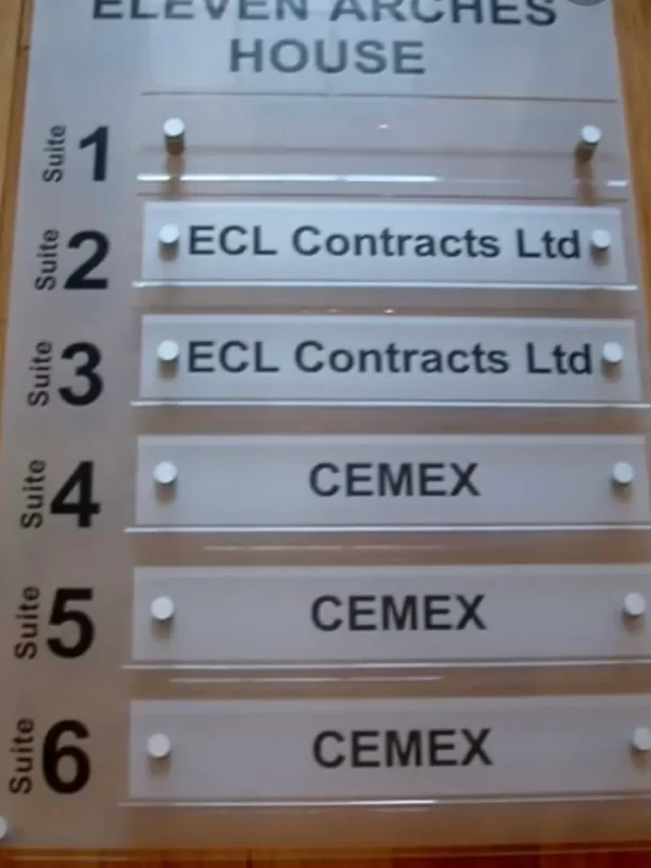 Placas de metacrilato para directorio de empresas